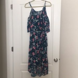 Floral Print Wrap and Tie High Low Dress
